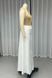 Casual Solid Color Buckle Halter Sleeveless Two Pieces