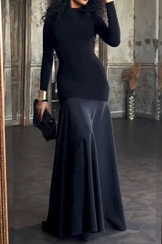 Elegant Solid Color Half A Turtleneck Long Dresses