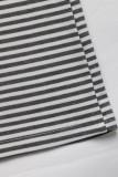 Casual Stripe Patchwork Contrast Strapless Sleeveless Two Pieces
