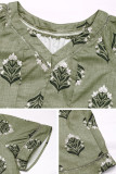 Casual Floral Print Distressed V Neck T-Shirts