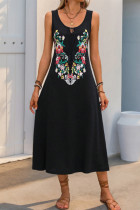 Casual Floral Print U Neck Printed Dresses