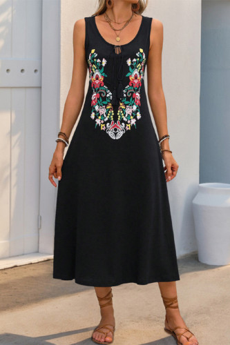 Casual Floral Print U Neck Printed Dresses