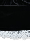 Sexy Solid Color Lace Velvet Square Neck A Line Dresses