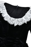 Sexy Solid Color Lace Velvet Square Neck A Line Dresses