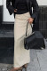 Elegant Solid Color Fringed Trim Patchwork Zipper Regular High Waist Straight Solid Color Bottoms
