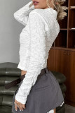 Daily Solid Color Buttons Ruched Turndown Collar Tops