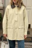 Casual Solid Color Pocket Buttons Turndown Collar Outerwear