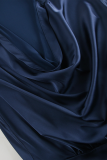 Sexy Solid Color Ruched Irregular Pile Heap Collar Shirt Dresses