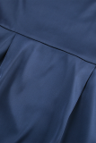 Sexy Solid Color Ruched Irregular Pile Heap Collar Shirt Dresses