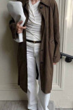 Casual Daily Solid Color Pocket Turndown Collar Outerwear