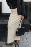Elegant Solid Color Fringed Trim Patchwork Zipper Regular High Waist Straight Solid Color Bottoms