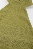 Street Daily Solid Color Backless Ruched Halter Sleeveless Two Pieces
