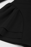 Casual Solid Color Patchwork Ruffle Zipper Turtleneck A Line Dresses