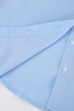 Casual Solid Color Pocket Buttons Turndown Collar Long Sleeve Two Pieces
