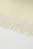 Elegant Solid Color Fringed Trim Patchwork Zipper Regular High Waist Straight Solid Color Bottoms