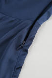 Sexy Solid Color Ruched Irregular Pile Heap Collar Shirt Dresses