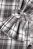 Casual Daily Plaid Patchwork Contrast Turndown Collar Tops