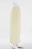 Elegant Solid Color Fringed Trim Patchwork Zipper Regular High Waist Straight Solid Color Bottoms