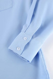 Casual Solid Color Pocket Buttons Turndown Collar Long Sleeve Two Pieces