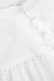 Casual Solid Color Buckle Mandarin Collar A Line Dresses