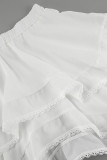 Casual Daily Solid Color Lace Irregular Loose High Waist Solid Color Bottoms