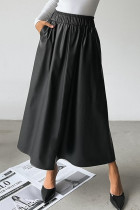 Casual Solid Color Pocket Loose High Waist Type A Solid Color Bottoms