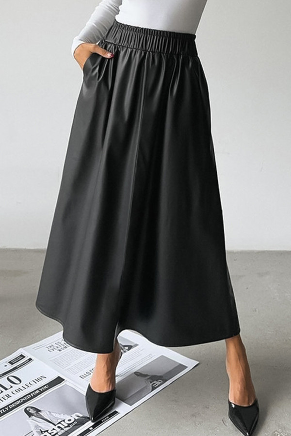 Casual Solid Color Pocket Loose High Waist Type A Solid Color Bottoms