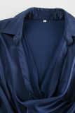 Sexy Solid Color Ruched Irregular Pile Heap Collar Shirt Dresses
