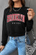 Casual Letter Print Contrast O Neck Tops