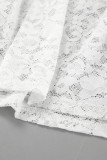 Sexy Solid Color Lace Loose High Waist Type A Solid Color Bottoms