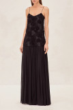 Elegant Solid Color Flower Shape V Neck Long Dresses