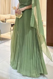 Prom Elegant Solid Color Ruched Pleated Sloping Shoulder Evening Dresses