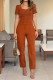 Casual Solid Color Zipper Square Neck Sleeveless Two Pieces