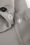 Casual Solid Color Buttons Loose High Waist Straight Solid Color Bottoms
