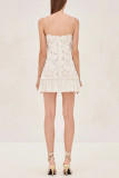 Elegant Solid Color Flower Shape U Neck Sling Dresses
