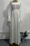 Elegant Solid Color Lace Up Square Neck Long Dresses
