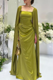 Prom Solid Color Patchwork Square Neck Evening Dresses