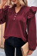 Daily Solid Color Buttons Ruffle V Neck Tops