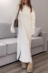 Casual Solid Color Slit O Neck Sweater Dress Dresses