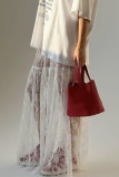 Sexy Solid Color Lace Loose High Waist Solid Color Bottoms
