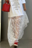 Sexy Solid Color Lace Loose High Waist Solid Color Bottoms