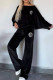 Casual Letters Patchwork Velvet O Neck Long Sleeve Two Pieces