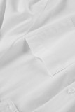 Casual Solid Color Pocket Buttons Turndown Collar Tops
