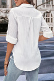 Casual Solid Color Pocket Turndown Collar Tops