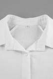 Casual Solid Color Pocket Buttons Turndown Collar Tops
