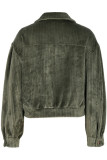 Casual Solid Color Buttons Texture Fluffy Turndown Collar Outerwear
