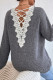 Sexy Solid Color Lace Backless V Neck Tops