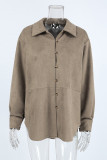 Casual Solid Color Buttons Turndown Collar Tops