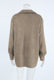 Casual Solid Color Buttons Turndown Collar Tops