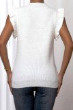 Casual Solid Color Ruffle O Neck Tops